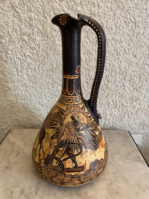 Vase en céramique grec antique Pot Récipient Lékythe Déesse Athéna Dieu Zeus - Greek Artworks