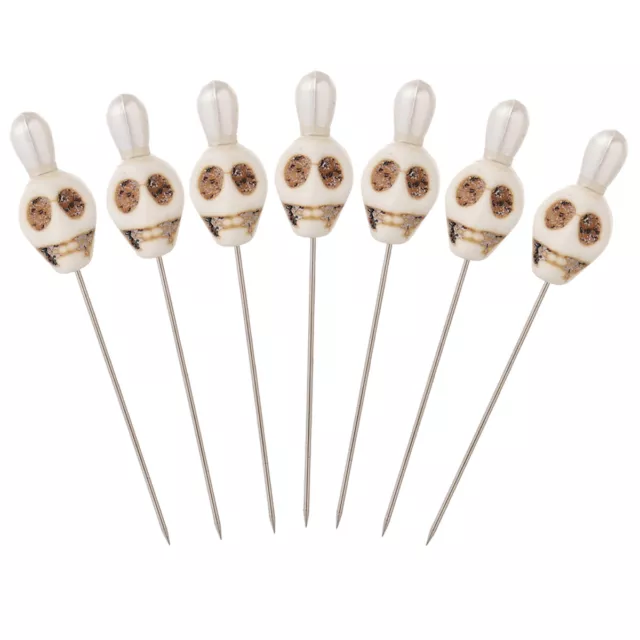 7pcs White Skull Head Pins For Evil Voodoo Curse Needles Voodoo Doll