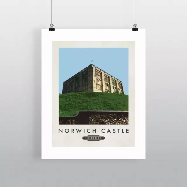 Norwich Castle, Norfolk - feiner 28x35cm Kunstdruck
