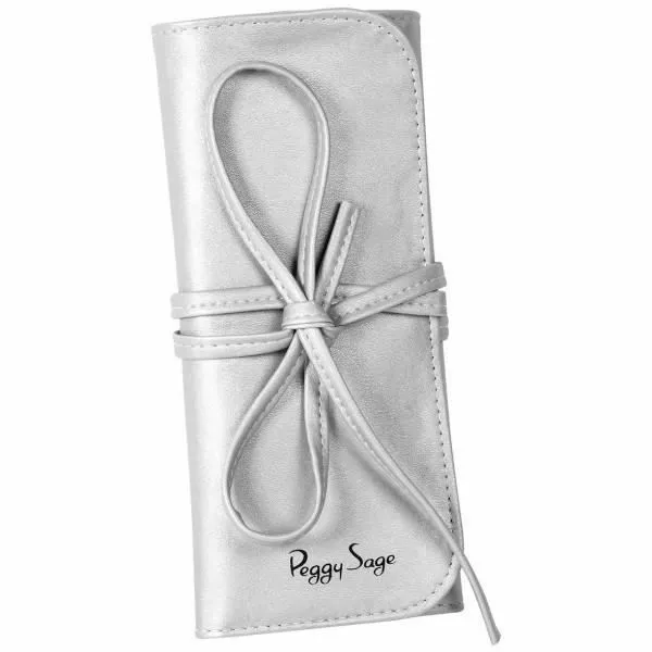 PEGGY SAGE Set Di 6 Pennelli Make-Up + Trousse Argento