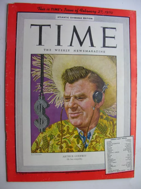 TIME MAGAZINE Feb 27 1950 Arthur Godfrey Bernard Leach Inge Scholl Zeno Colo