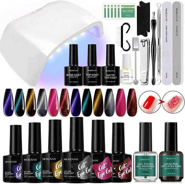 Morovan 6PCS Gel Nail Polishes Set, Cat Eye Gel Nail Polish Kit with UV Light...