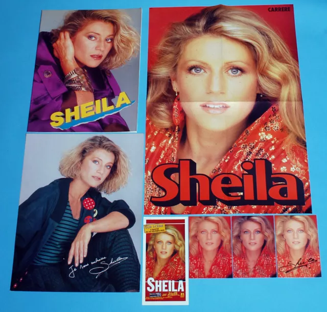 LOT SHEILA au ZENITH 1985, 1 programme, 1 affiche, 1 grande photo, 3 cartes.