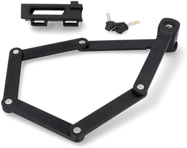 85852 - Lucchetto Pieghevole Con Supporto E 2 Chiavi Di Sicurezza, Colore: Nero,