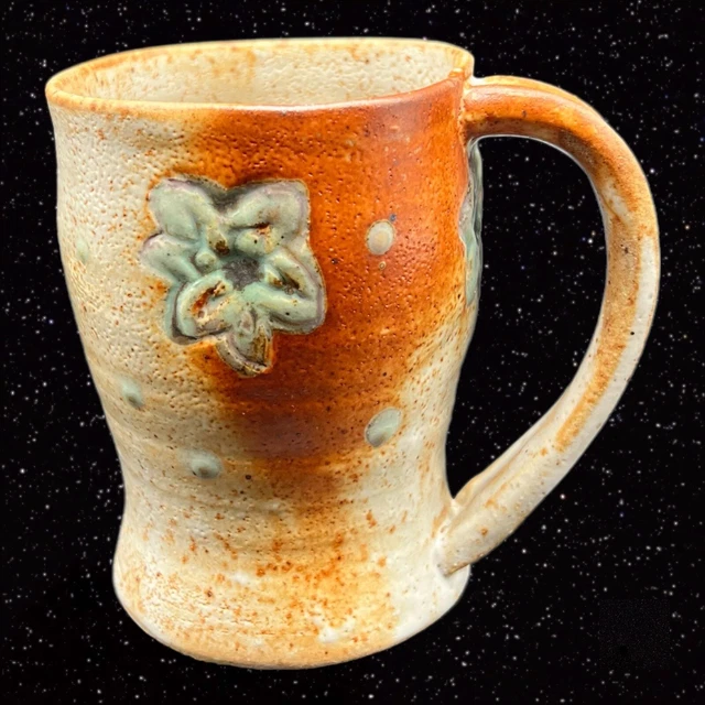 Stoneware Pottery Mug Coffee Mug Hand Trown Signed 4.25”T 3.25”W