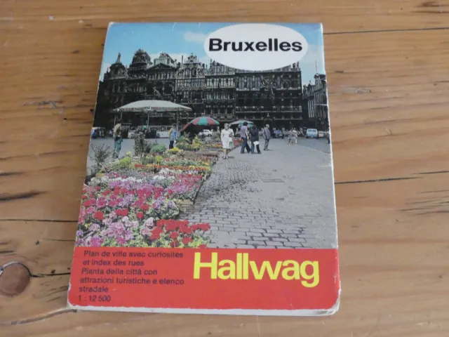 alter Stadtplan mit Sehenswürdigkeiten Brüssel Hallwag 1978/79 Bruxelles 1: 2500