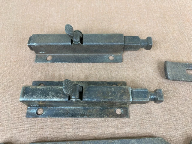 5 Piece Architectural Salvage Vintage Barn Hardware Slide Bar Latch & Hook Lock 2