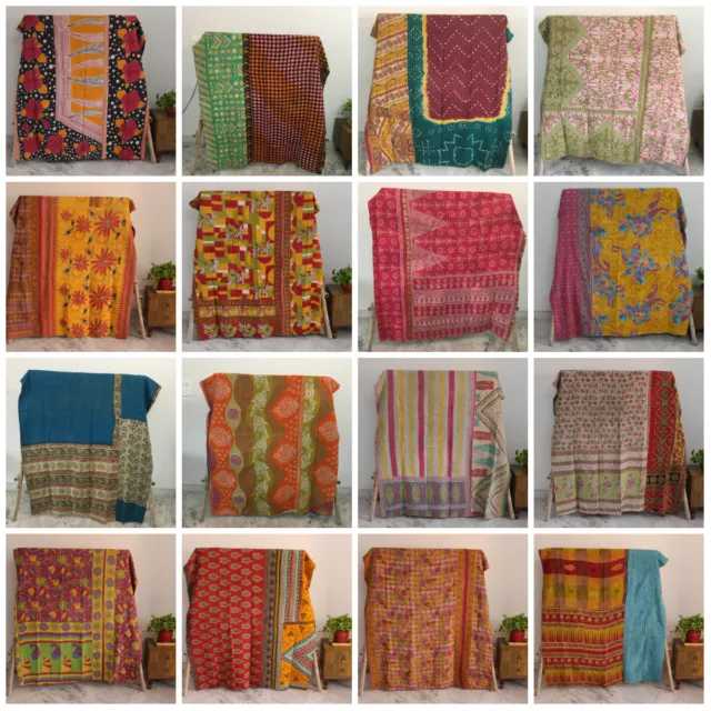 Indian Vintage Blanket Kantha Quilt Bedding Bohemian Coverlet Gudari Lot Throw