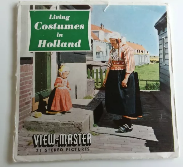 SAWYERS VIEWMASTER, LIVING COSTUMES IN HOLLAND, 21 ON 3 X 3D REEL SET. No. C386