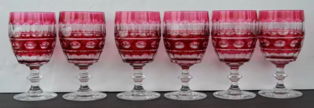 Val St Lambert Ruby Blarney Water Goblets (6)