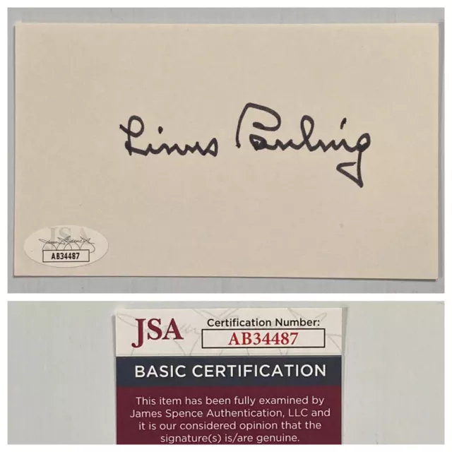 2x Nobel Prize Linus Pauling Signed Autograph 3x5 Index Card - JSA - FREE S&H!