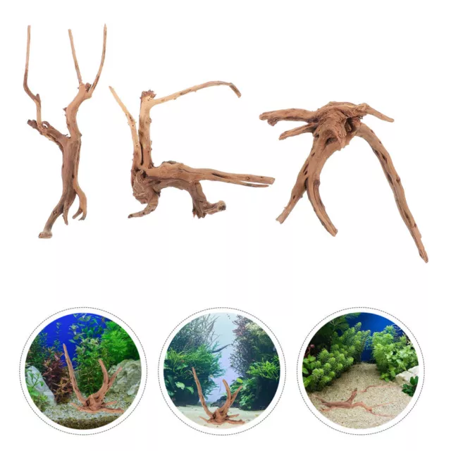 3 Pcs Aquarium Ornament Landscaping Sunken Wood Driftwood Natural