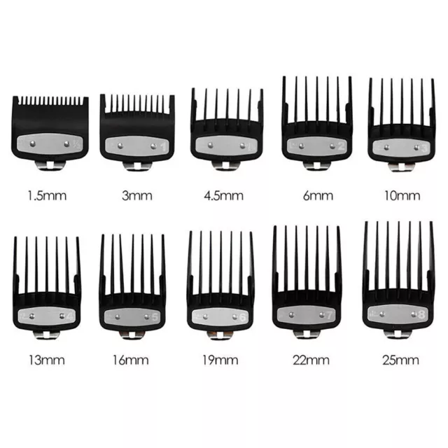 10Pcs Black Guides Comb 1.5/3/4.5/6/10/13/16/19/22/25mm For Cutting Hair Clipper