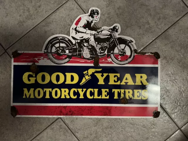 Old style-porcelain look Goodyear motorcycle tires service station dealer sign