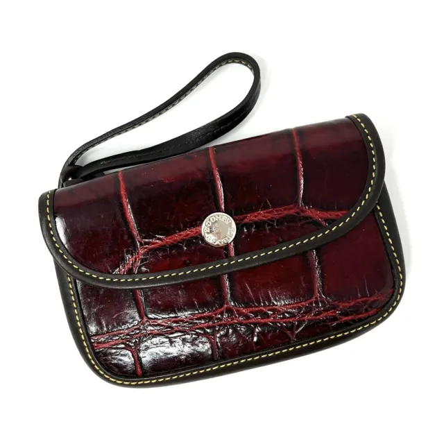 Dooney & Bourke Nile Collection Red Croc Embossed Leather Wristlet