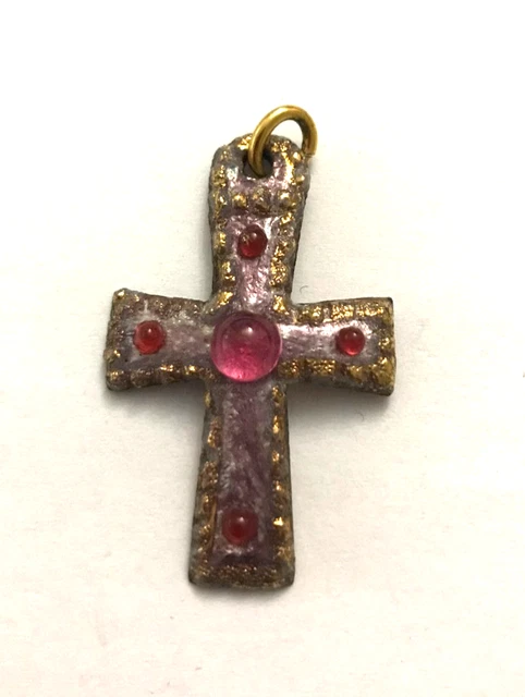 Pendentif Croix Vintage En émaux Bleu - Bijou Ancien élégant, Parfait état