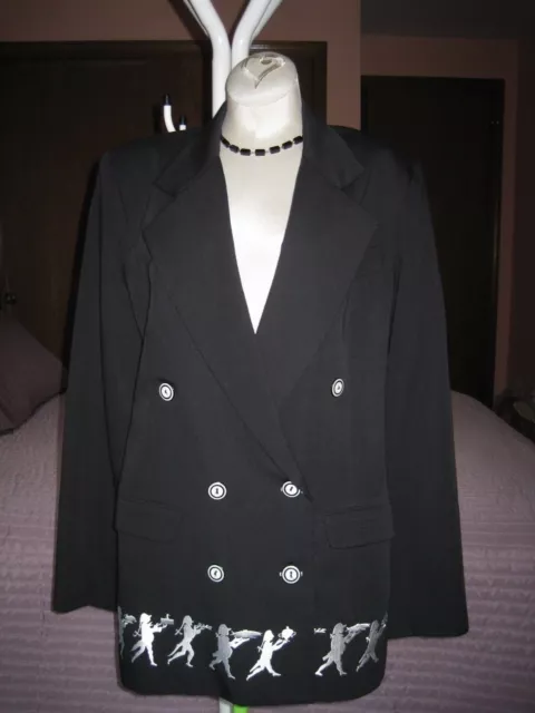 Majestic Paris Women's Black Wool Gabardine Embroidered Jacket Size L