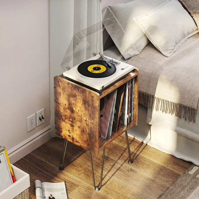 RECORD PLAYER STAND Vinyl Album Storage Rack w/ Hairpin Legs