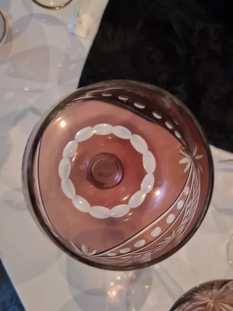 5  Edle Überfang Kristall Weingläser  mit Schliffdekor sehr selten super Schön ! 3