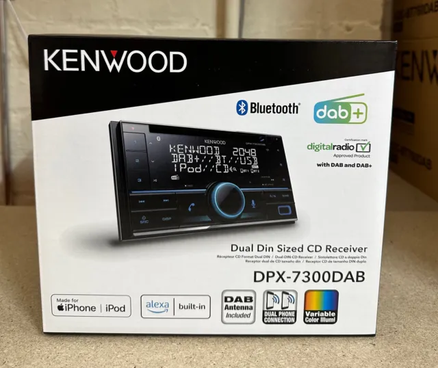 Kenwood CD/MP3 Double DIN Car Stereo DAB Radio Bluetooth USB DPX-7300DAB #OP