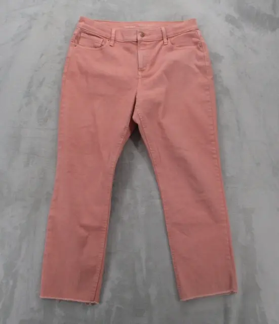 Old Navy Perfect Straight Jeans Cut-Offs Women's 12 Pink Denim Stretch Mid-Rise