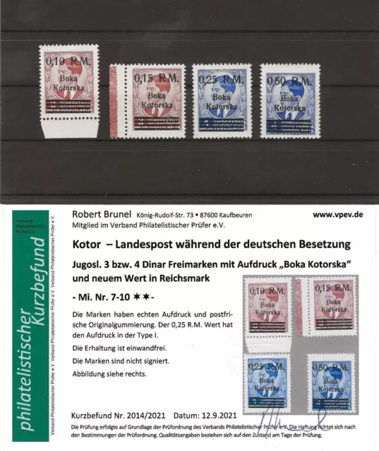 Kotor  7-10 **/MNH; Foto-Befund Brunel; Michel `20: € 240,-