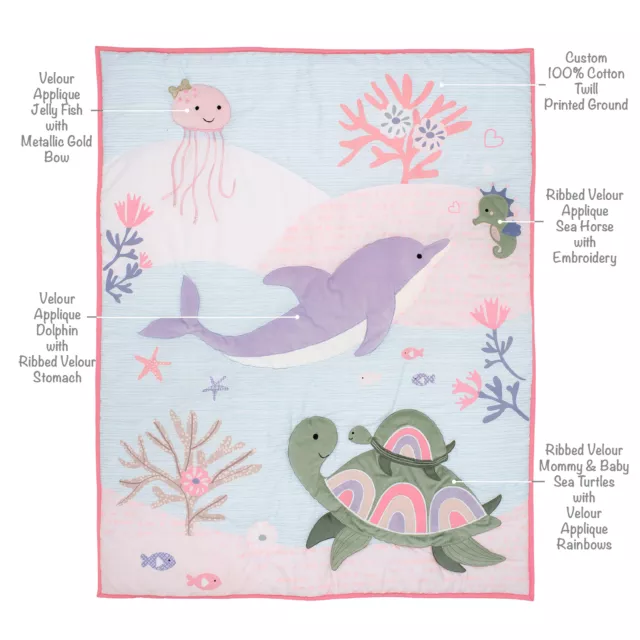 Lambs & Ivy Sea Dreams 3-Piece Dolphin/Turtle Nautical Baby Crib Bedding Set 3