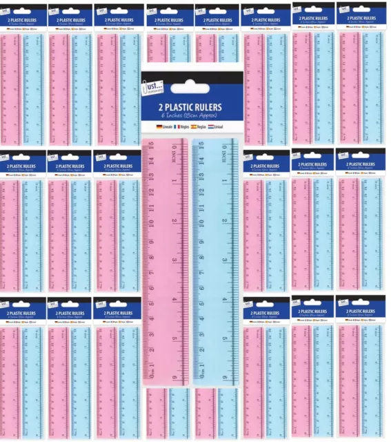 24 SETS 48 pieces of 2 Pcs 6 inch ruler set  WHOLESALE STATIONERY SCHOOL OFFICE