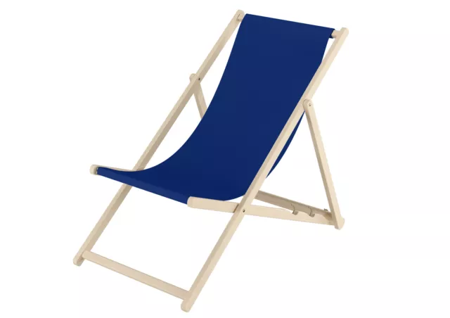 Chaise longue de jardin bleue, chilienne, bain de soleil pliant, en bois naturel