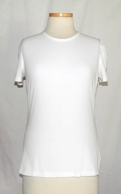 Brooks Brothers Women Short Sleeve Ribbed Jersey Crewneck T-Shirt Tee in White L Brooks Brothers Women Short Sleeve Ribbed Jersey Crewneck T-Shirt Tee in White L