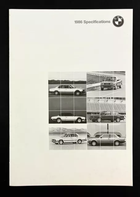 1986 BMW Specifications Product Features 735i 635CSi 535i 325e VTG Car Booklet