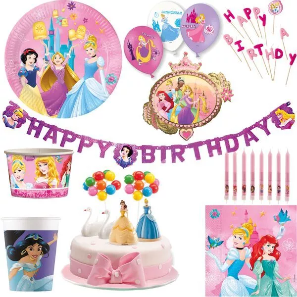 Disney Princesa Cumpleaños Niños Prinzessin Decoración de Fiesta Set