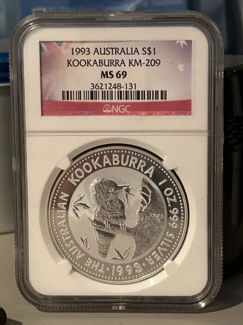 1993 Australia 1 oz Silver Kookaburra NGC MS69