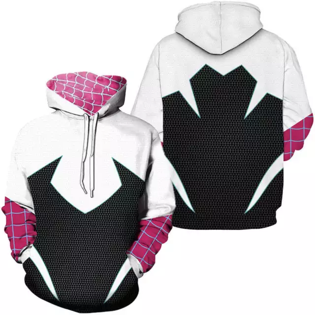 Felpa con cappuccio Spider-Man: Across The Spider-Verse con cappuccio/cerniera Gwen cosplay