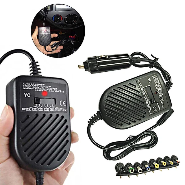 80W Universal For Laptop Notebook Car Auto Charger Power Supply Adapter & 8 Tip