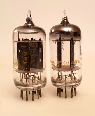 SYLVANIA 2 tubes 5965 E180CC - Sylvania black plates strong & matched new CV5843 
