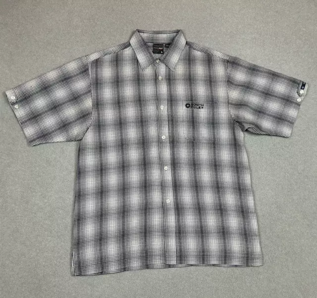 VINTAGE Southpole Shirt Mens Large Black White Grid Button Up Streetwear Y2K