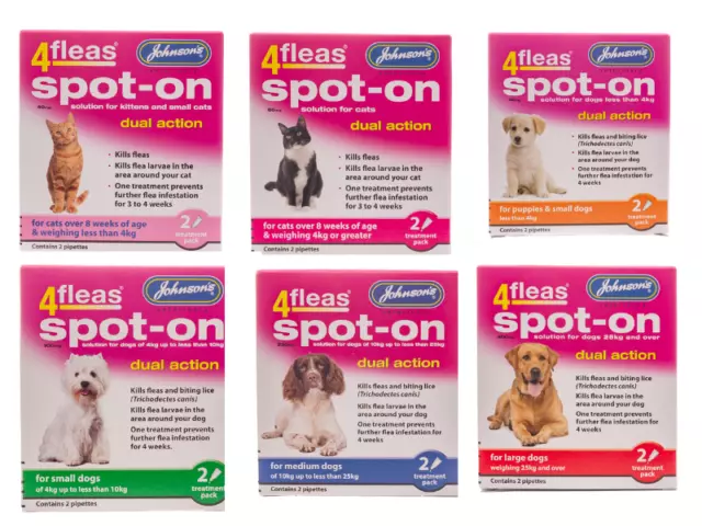 Johnson's 4 pulgas puntiagudas gatos perros doble acción mata pulgas y muerde piojos