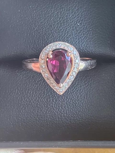 rose gold Rhodolite Garnet And Diamond ring 3