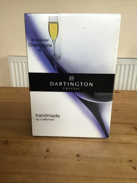 Dartington Fine Quality Crystal Wine Prosecco Champagne Flute Pair (2) Boxed