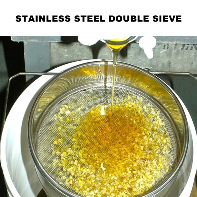 Honey Strainer Double Sieve Stainless Steel AntiCorrosion Beekeeping Tool Ac Ttu