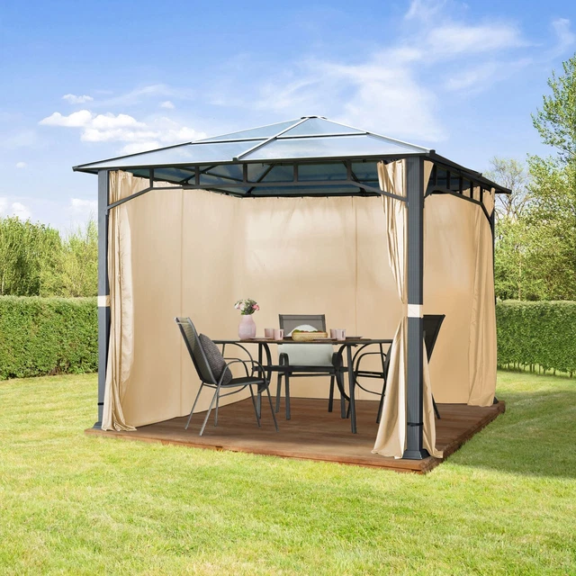 GARTENPAVILLON 3X3 M Hardtop Pavillon ALU Pergola Gartenzelt mit 4