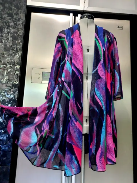 ❤️NEW LILIA XXL 16 18  vivid pink blue purple red mesh flared  long coat jacket