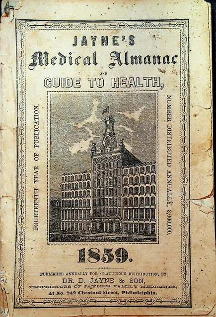 Jayne's Medical Almanac 1859 Guide to Health Dr D Jayne & Son Philadelphia