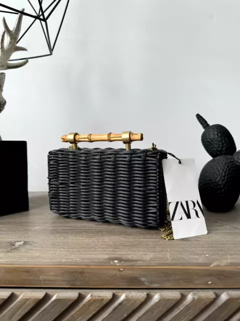 Zara woven crossbody box bag hotsell