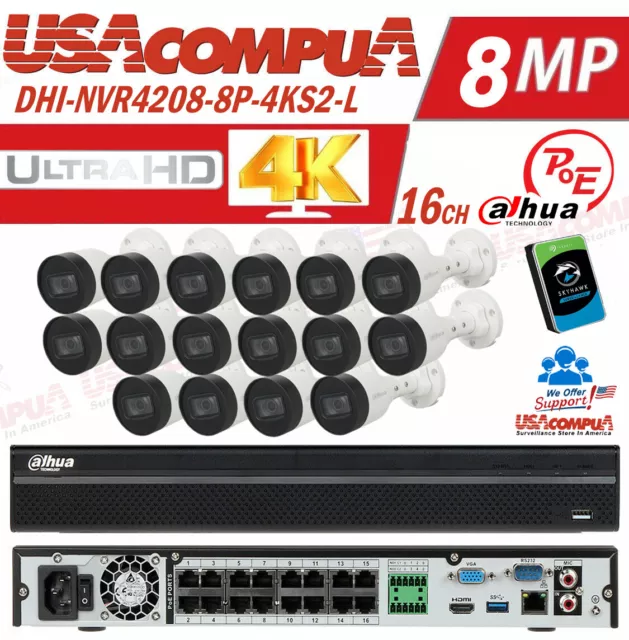 Dahua 4K 16CH NVR Security Camera System 4MP Kit HD-IPC-HFW1431S1N-S4 2TB