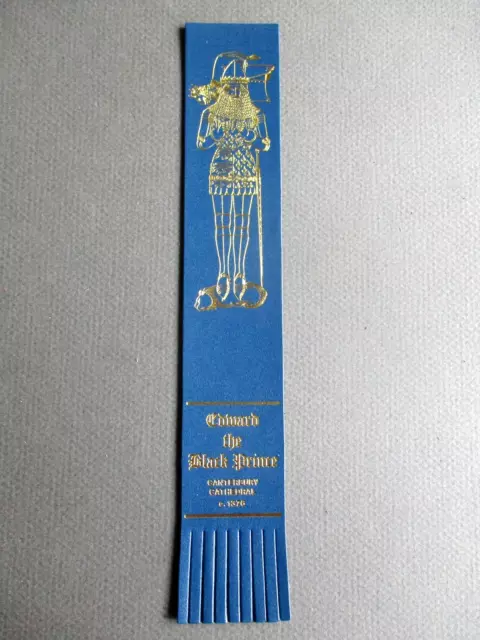 Leather BOOKMARK Edward the Black Prince Canterbury Cathedral Kent Blue Unused