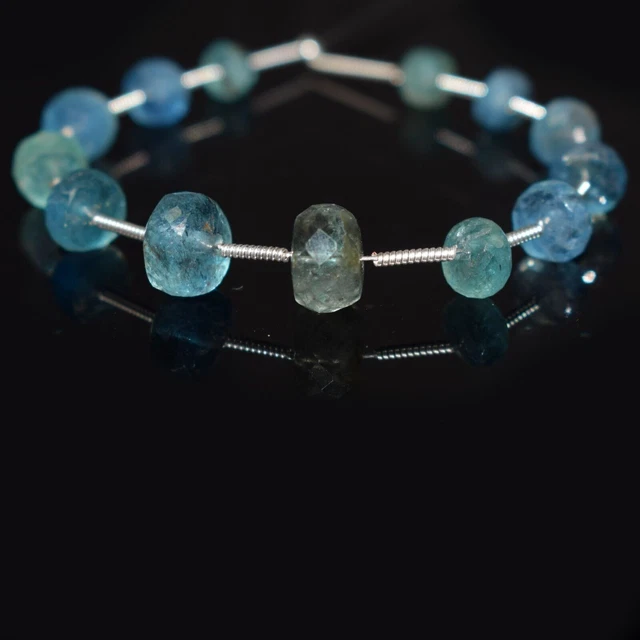 5-9MM Natural AAA London Blue Topaz Faceted Rondelle Gemstone 5" Loose Beads