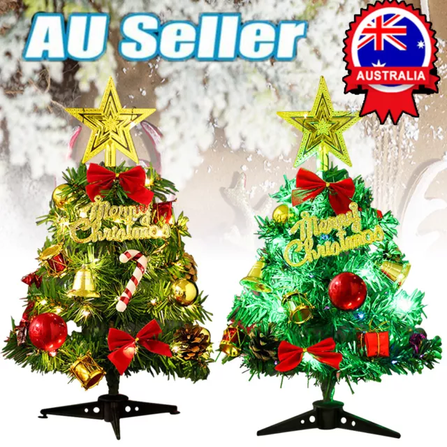 Small Mini Christmas Tree With LED Lights Xmas Tabletop Rtificial Ornament Gift