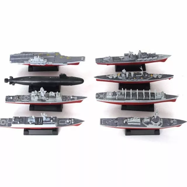 8pcsset 4D Assembled Battleship Model Kit with Clear Lines and Turret Rotation